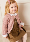 Chunky Cable Detail Cardigan in Pink (6mths-10yrs) Knitwear  from Pepa London