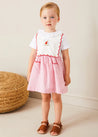 Lawrence Striped Boat Embroidered Scallop Detail Pinafore Skirt in Red (18mths-4yrs) from Pepa London