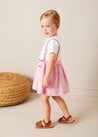 Lawrence Striped Boat Embroidered Scallop Detail Pinafore Skirt in Red (18mths-4yrs) SKIRTS from Pepa London