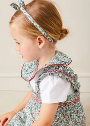 Evelyn Floral Smocked Detail Skirt With Braces in Red (18mths-6yrs) SKIRTS from Pepa London