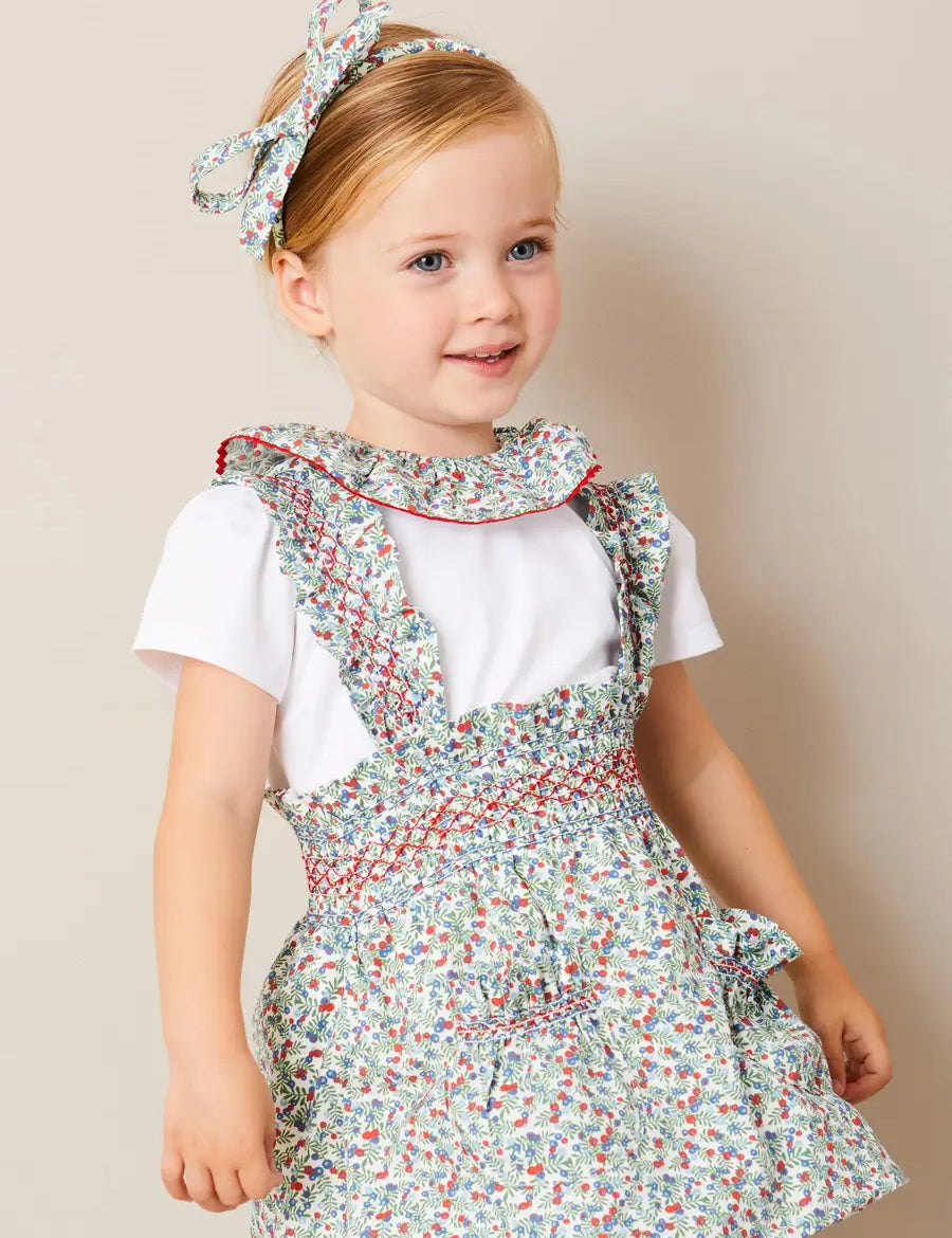 Evelyn Floral Ruffle Collar Top in Red (2-10yrs) TOPS & BODYSUITS from Pepa London