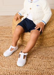 Woven T-Bar Baby Shoes in White (20-26EU)