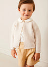 Hand Smocked Peter Pan Collar Short Sleeve Two Piece Set in Beige (18mths-6yrs) TWO PIECE SETS from Pepa London