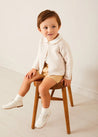 Hand Smocked Peter Pan Collar Short Sleeve Two Piece Set in Beige (18mths-6yrs) TWO PIECE SETS from Pepa London