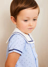 Lyall Stripe Anchor Motif Mariner Collar Short Sleeve Shirt in Blue (12mths-6yrs) SHIRTS from Pepa London