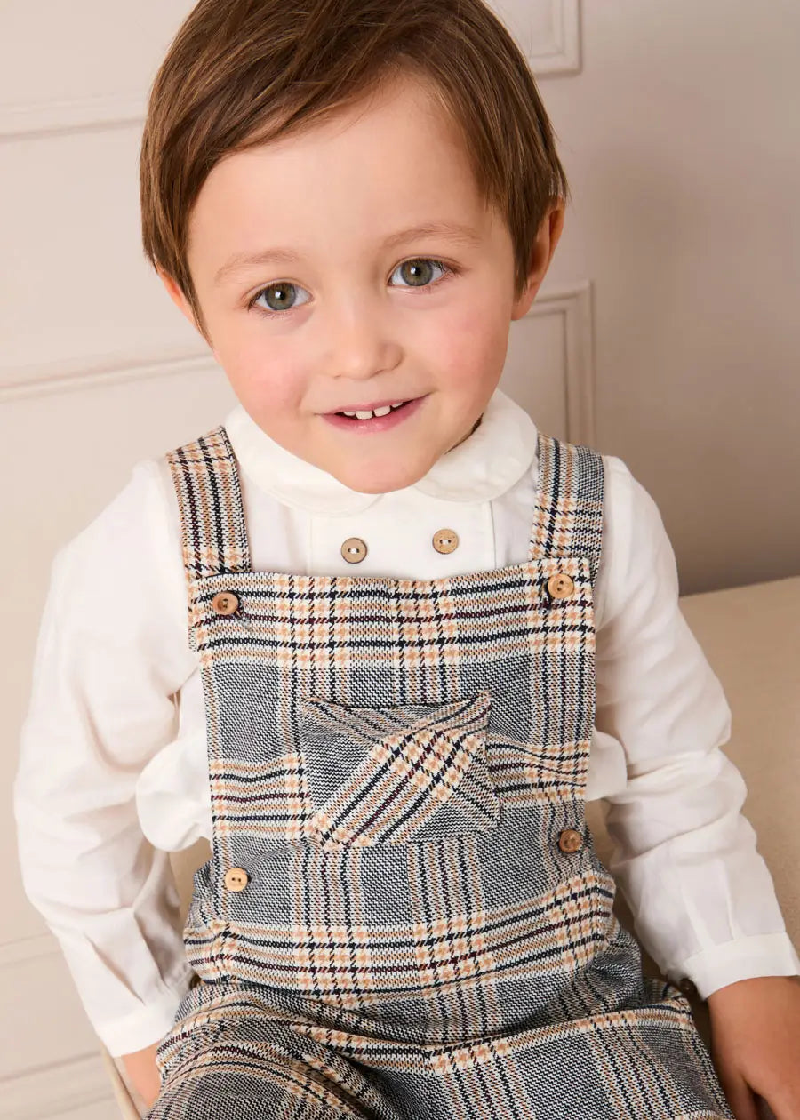 Walcott Check Short Dungarees in Blue (18mths-4yrs) Dungarees from Pepa London