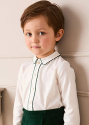 Velvet Contrast Trim Long Sleeve Two Piece Set in Green (18mths-6yrs) TWO PIECE SETS from Pepa London