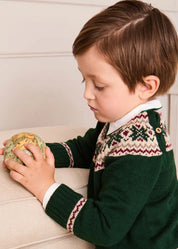 Classic Fair Isle Merino Wool Jumper in Green (12mths-10yrs)