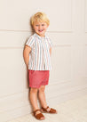 Plain Linen Toddler Shorts in Red (18mths-4yrs) Shorts  from Pepa London