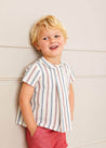 Striped Polo Collar Short Sleeve Shirt in Red (12mths-4yrs) Shirts  from Pepa London