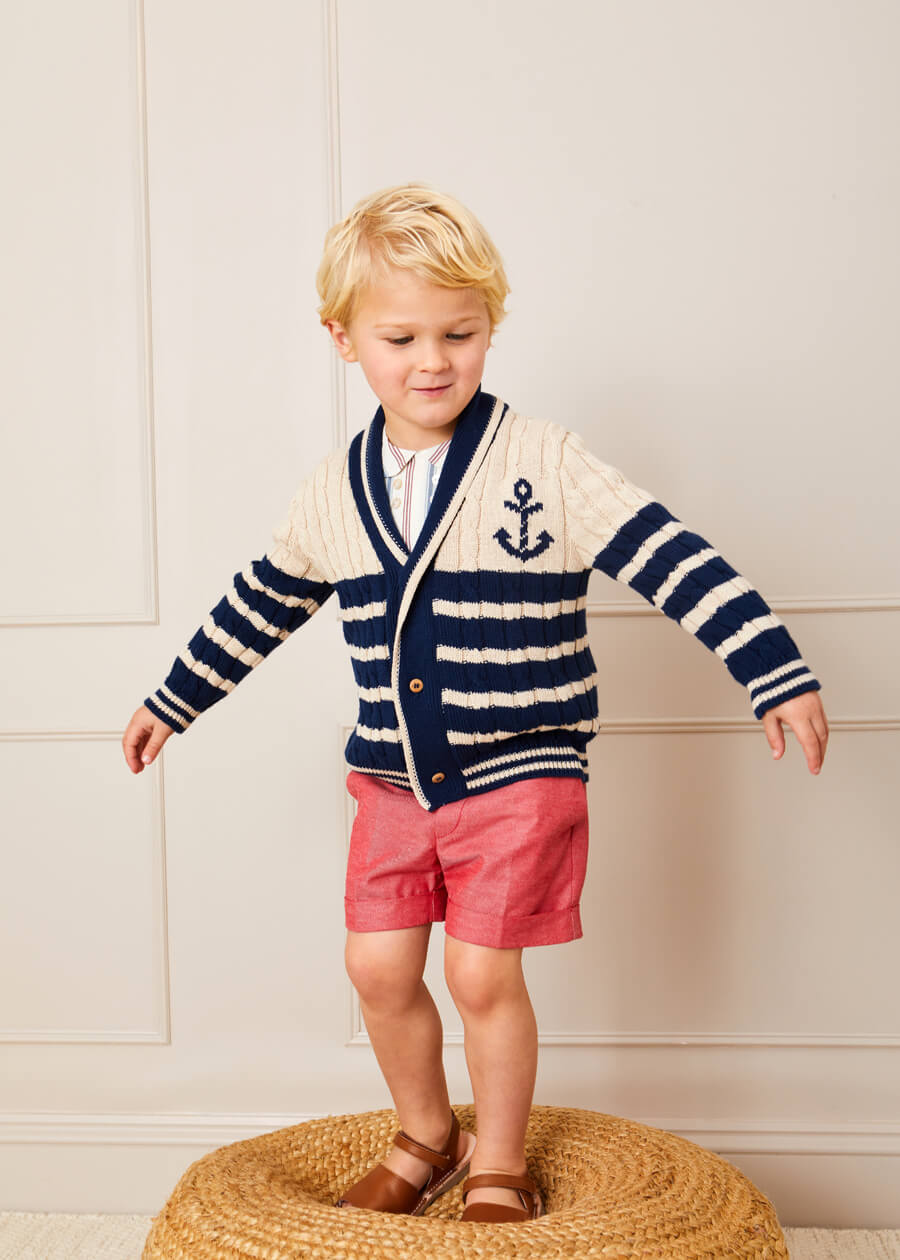 Plain Linen Toddler Shorts in Red (12mths-4yrs) Shorts from Pepa London