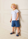 Striped Double Breasted Short Sleeve Shirt in Blue (12mths-4yrs) Shirts  from Pepa London