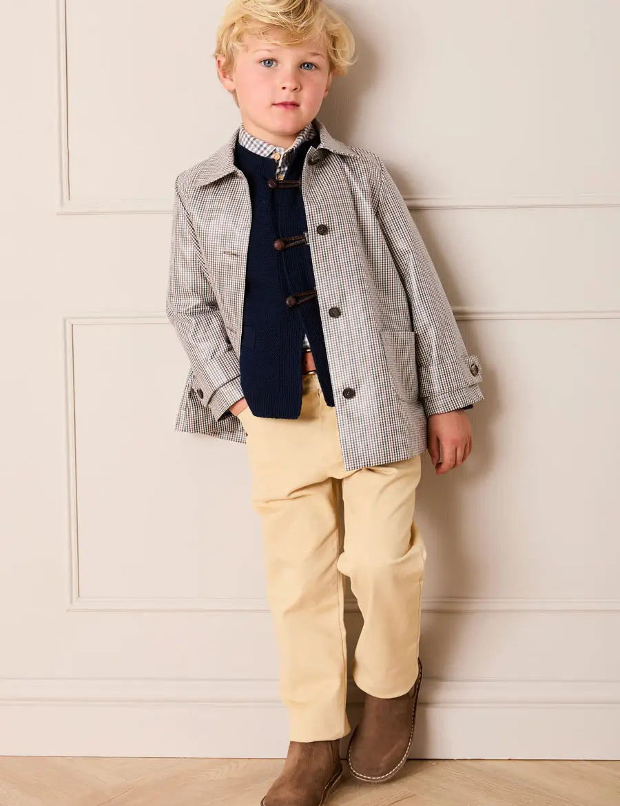 Sloane Check Raincoat with Pockets in Camel (4-10yrs) Coats from Pepa London