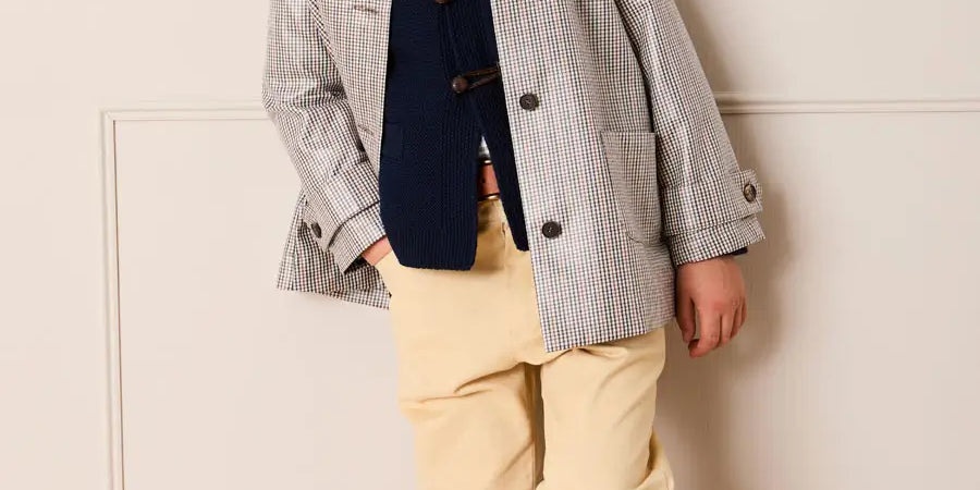 Sloane Check Raincoat with Pockets in Camel (4-10yrs) Coats from Pepa London