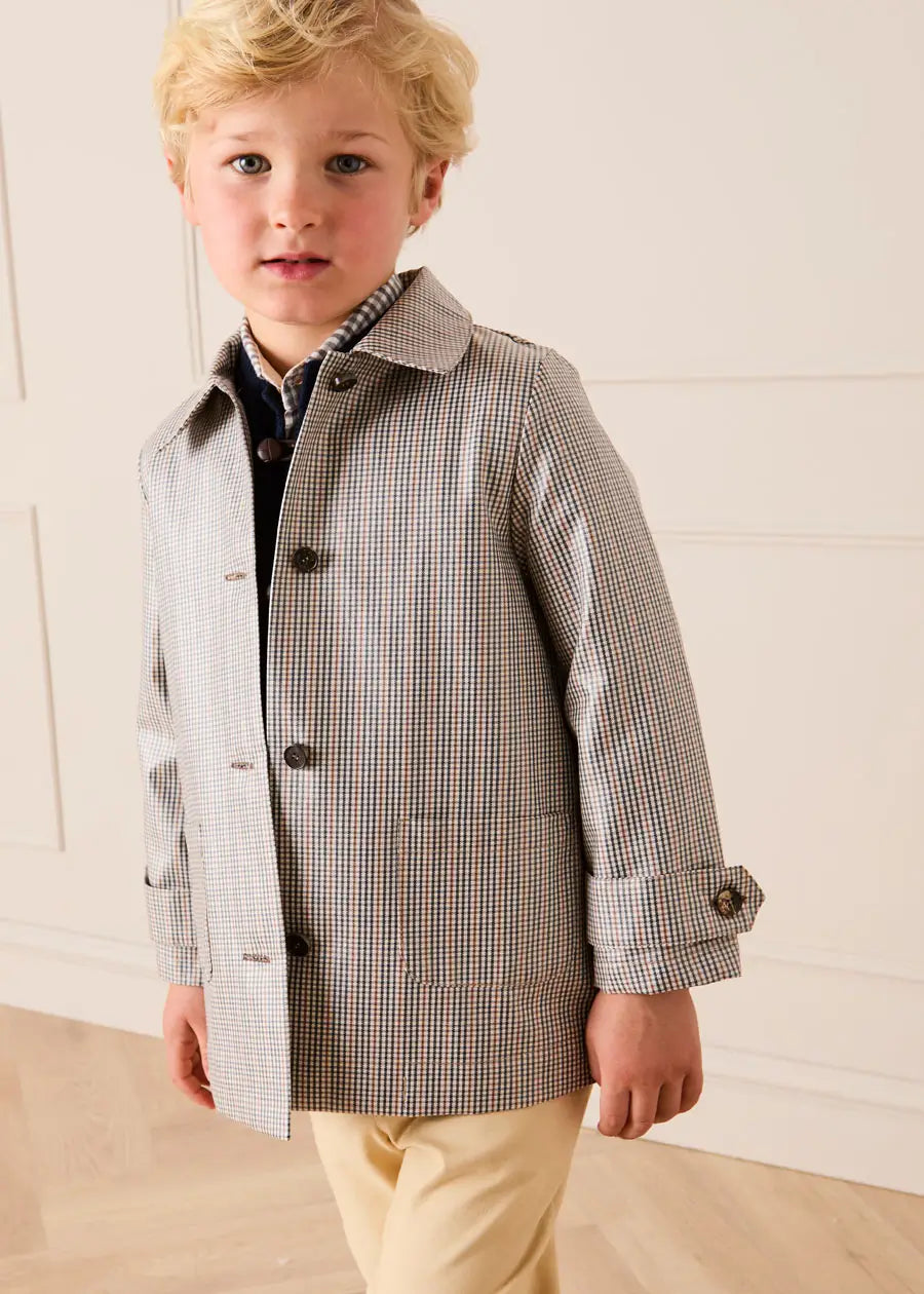 Sloane Check Raincoat with Pockets in Camel (4-10yrs) Coats from Pepa London