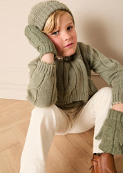 Cable Knit Scarf in Green Knitted Accessories from Pepa London