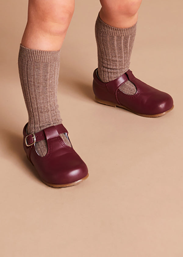 T-Bar Baby Shoes in Burgundy (20-26EU) Shoes  from Pepa London