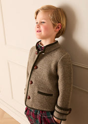 Austrian Single Breasted Contrast Trim Jacket in Brown (18mths-10yrs)