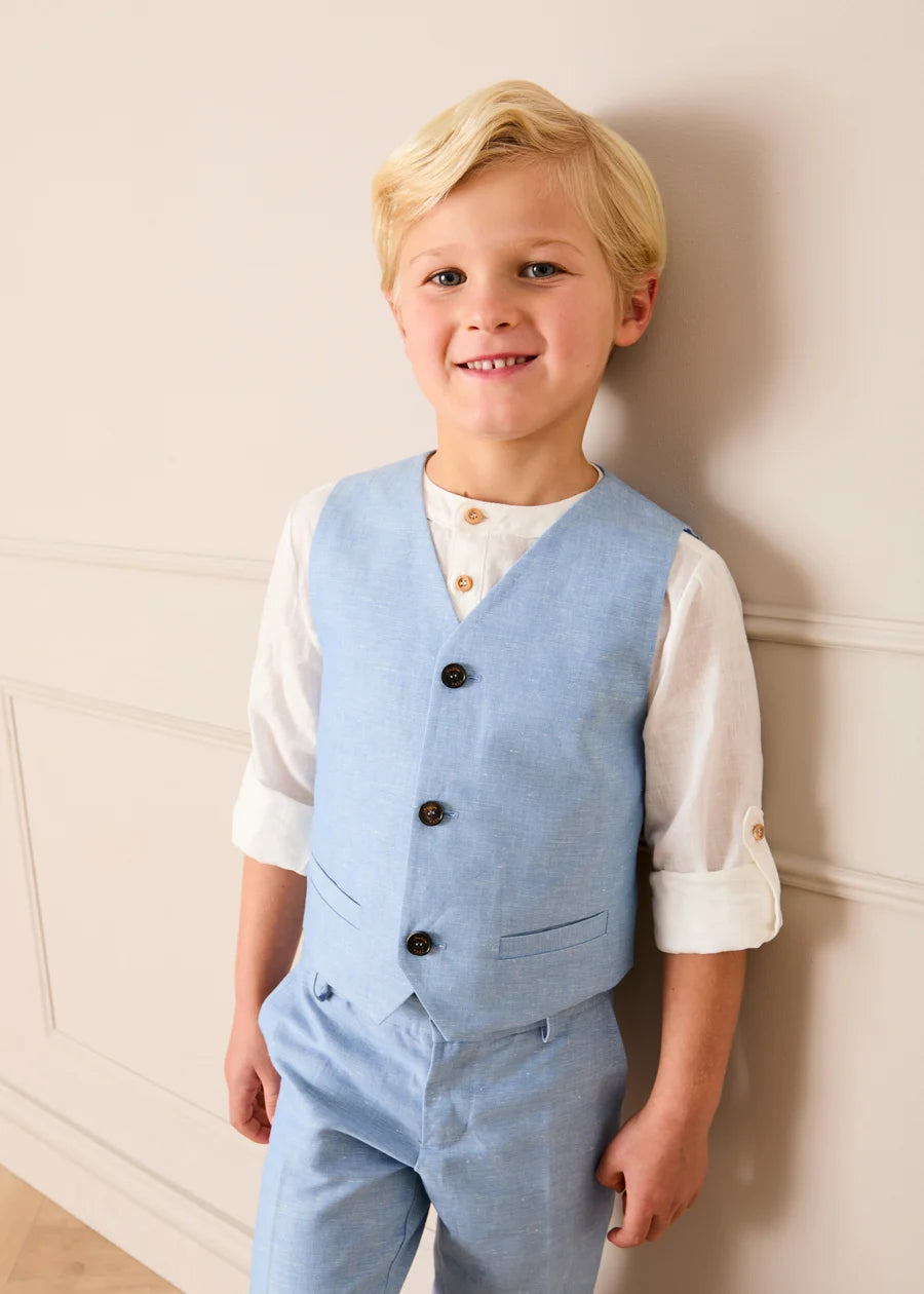 The Sky Blue Linen 3 Piece Suit Boy Look Look from Pepa London