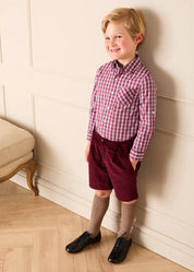 Plain Corduroy Tailored Shorts in Burgundy (4-10yrs) Shorts from Pepa London