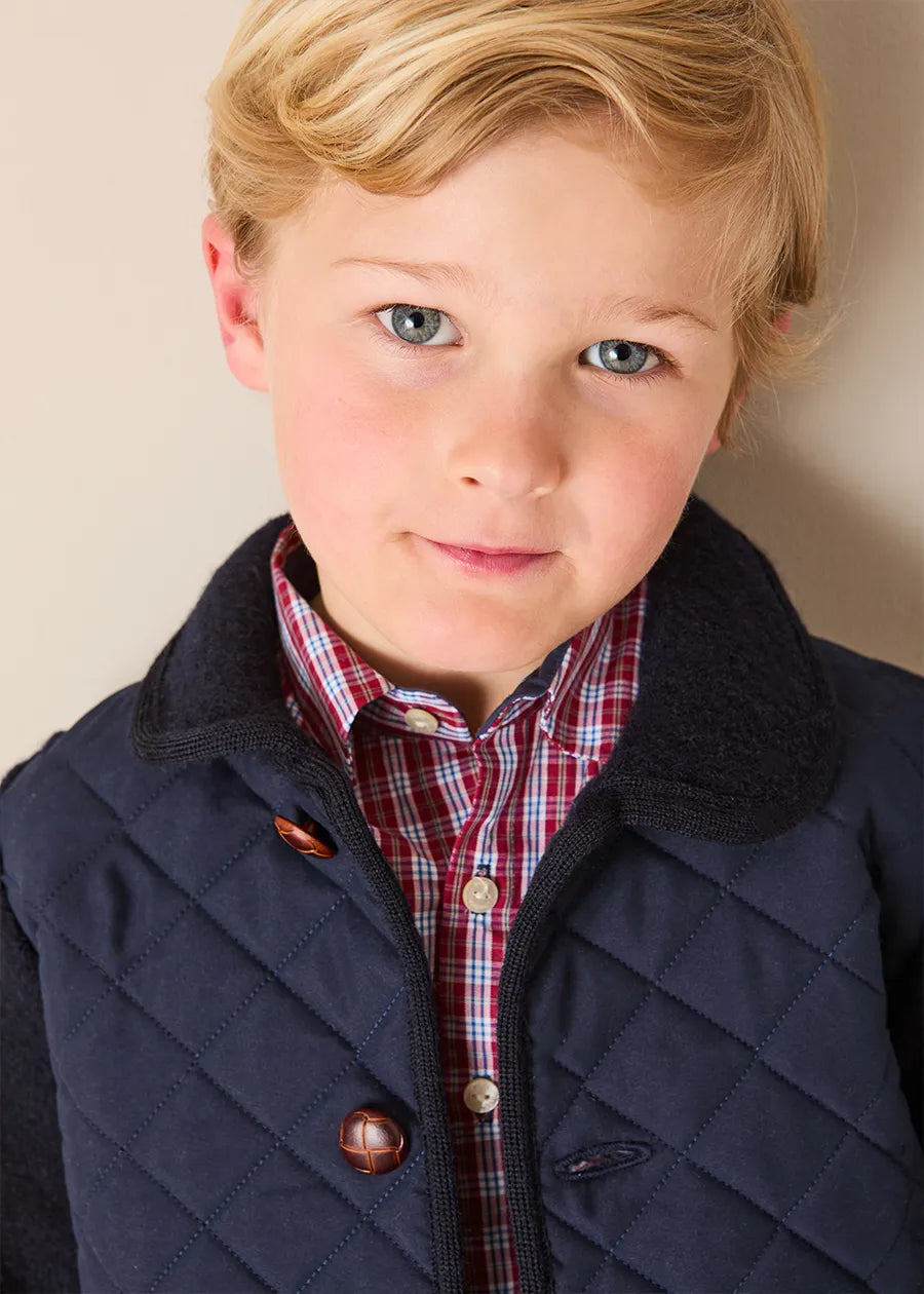 Quilted Long Sleeve Jacket in Navy (2-10yrs) Coats from Pepa London