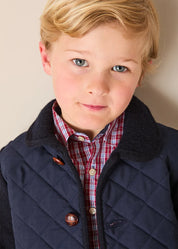 Quilted Long Sleeve Jacket in Navy (2-10yrs) Coats from Pepa London