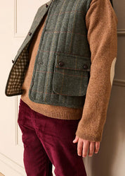 Harrington Check Quilted Vest in Brown (4-10yrs) Coats from Pepa London