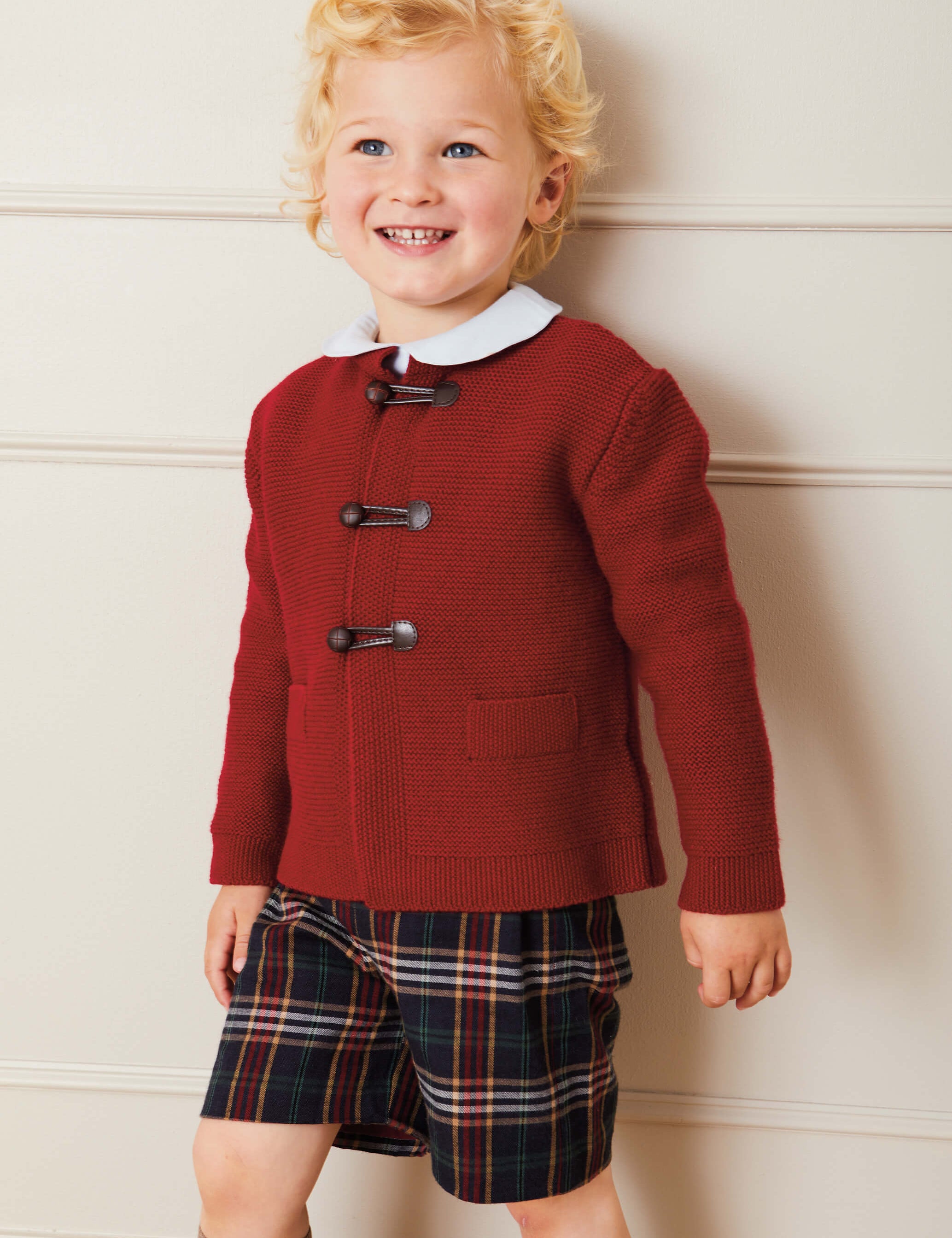 Toggle Fastening Knitted Cardigan in Red (12mths-10yrs) Knitwear  from Pepa London