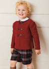 Toggle Fastening Knitted Cardigan in Red (12mths-10yrs) Knitwear  from Pepa London
