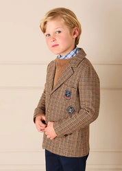 Glenmore Houndstooth Tailored Blazer in Brown (4-10yrs) Coats from Pepa London