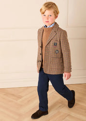 Glenmore Houndstooth Tailored Blazer in Brown (4-10yrs) Coats from Pepa London