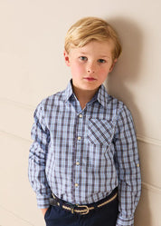 Kingsley Check Oxford Collar Shirt in Blue (2-10yrs) SHIRTS from Pepa London