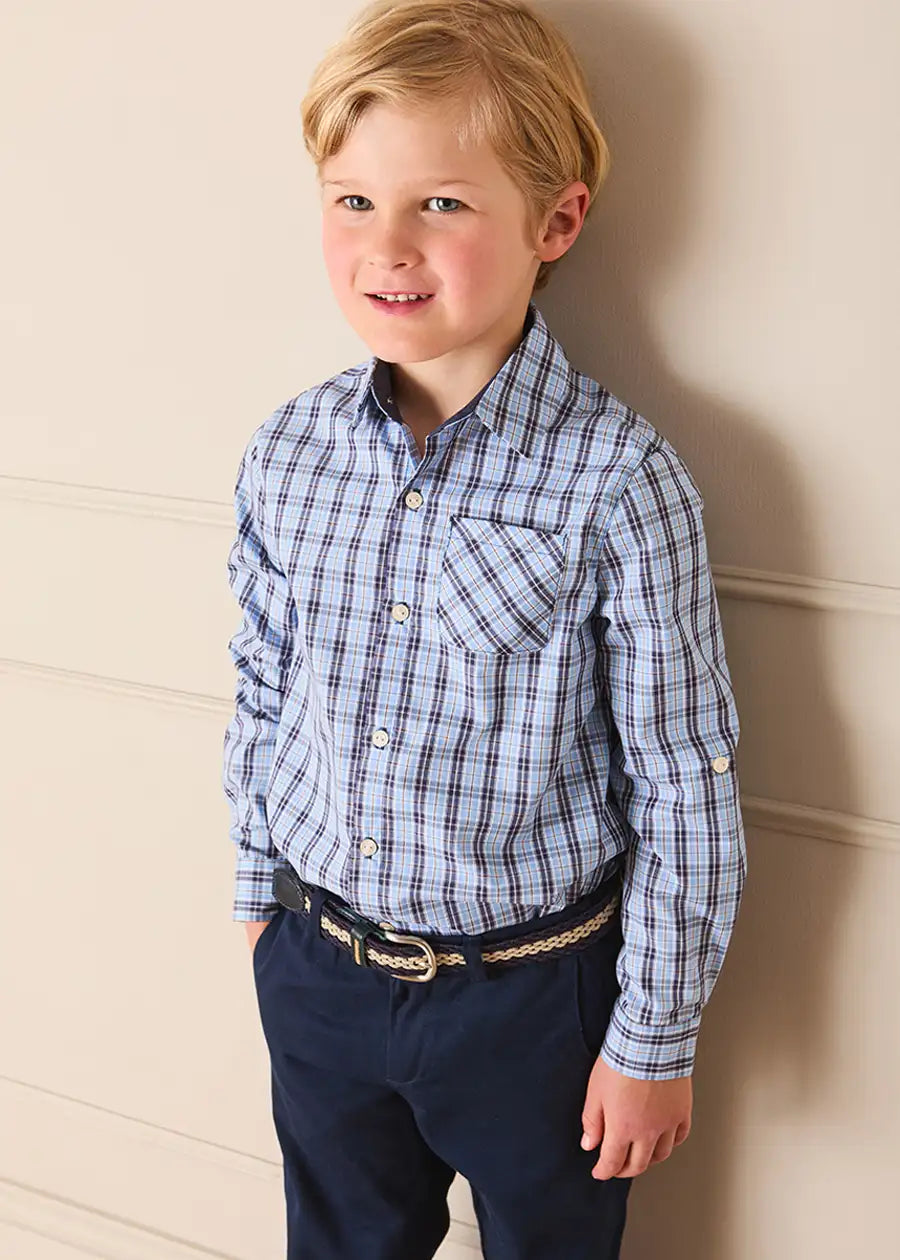 Kingsley Check Oxford Collar Shirt in Blue (2-10yrs) SHIRTS from Pepa London