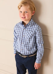 Kingsley Check Oxford Collar Shirt in Blue (2-10yrs) SHIRTS from Pepa London
