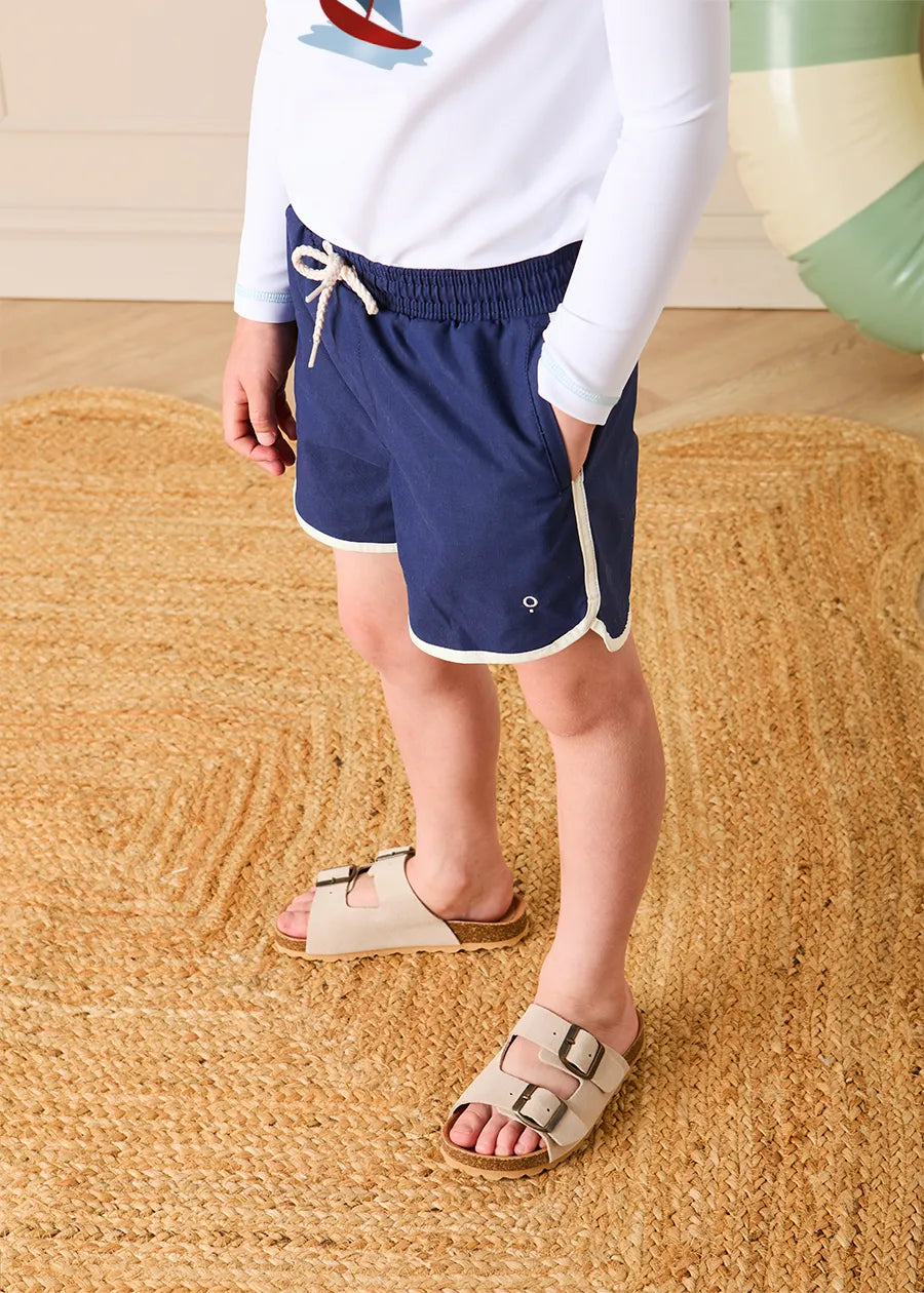 Contrast Trim Swim Shorts in Navy (2-10yrs) Swimwear from Pepa London