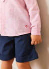 Lawrence Striped Mao Collar Long Sleeve Shirt in Red (18mths-10yrs) SHIRTS from Pepa London