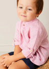 Lawrence Striped Mao Collar Long Sleeve Shirt in Red (18mths-10yrs) SHIRTS from Pepa London