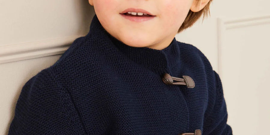 Toggle Fastening Cardigan in Navy (12mths-10yrs) Knitwear  from Pepa London