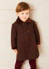 Traditional Double Breasted Coat in Brown (12mths-10yrs) Coats  from Pepa London