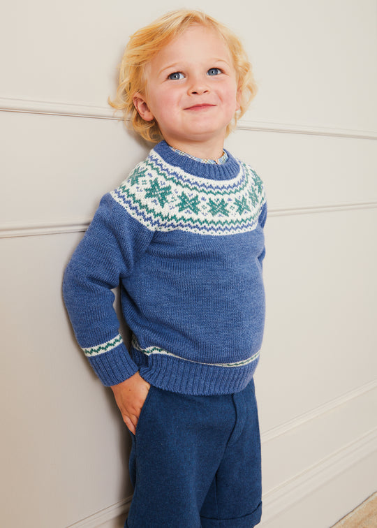 Checked Peter Pan Collar Long Sleeve Shirt In Blue (12mths-3yrs) SHIRTS  from Pepa London