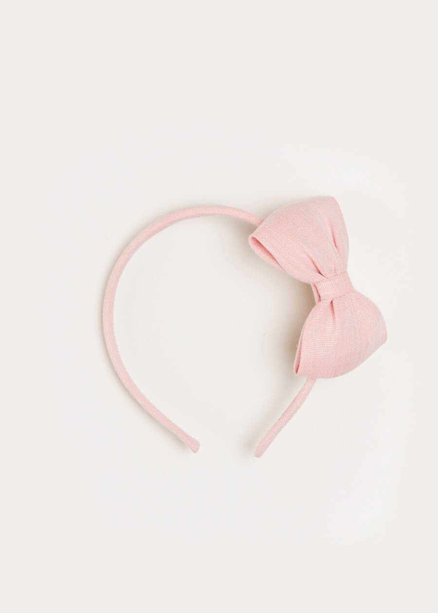 Plain Medium Bow Headband in Pink Hair Accessories  from Pepa London
