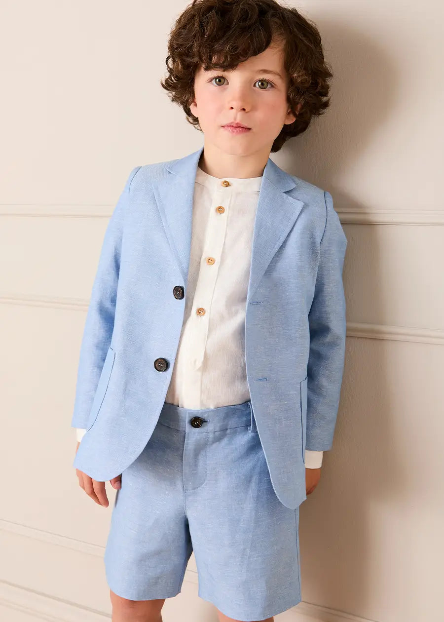 Linen Blend Tailored Shorts in Sky Blue (4-10yrs) Shorts from Pepa London