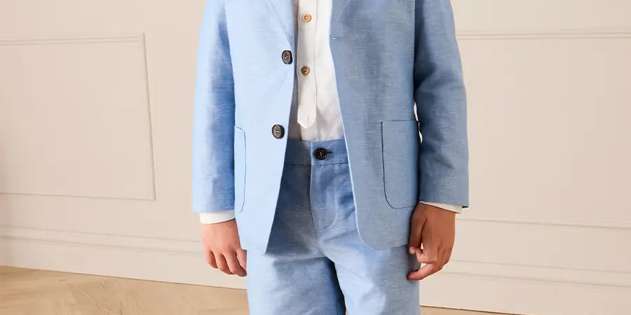 Linen Blend Tailored Shorts in Sky Blue (4-10yrs) Shorts from Pepa London