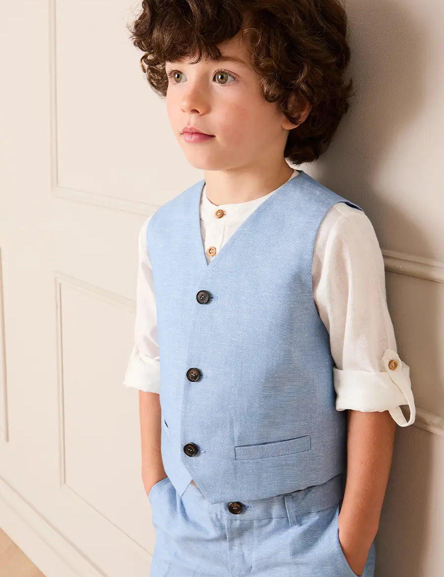 Plain Waistcoat in Sky Blue (4- 10yrs) Coats from Pepa London