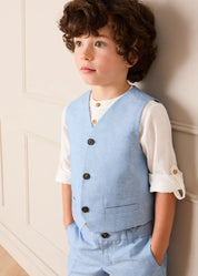 Plain Waistcoat in Sky Blue (4- 10yrs) Coats from Pepa London