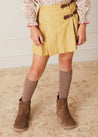 Herringbone Pleated Leather Buckled Kilt in Mustard (2-10yrs) Skirts  from Pepa London