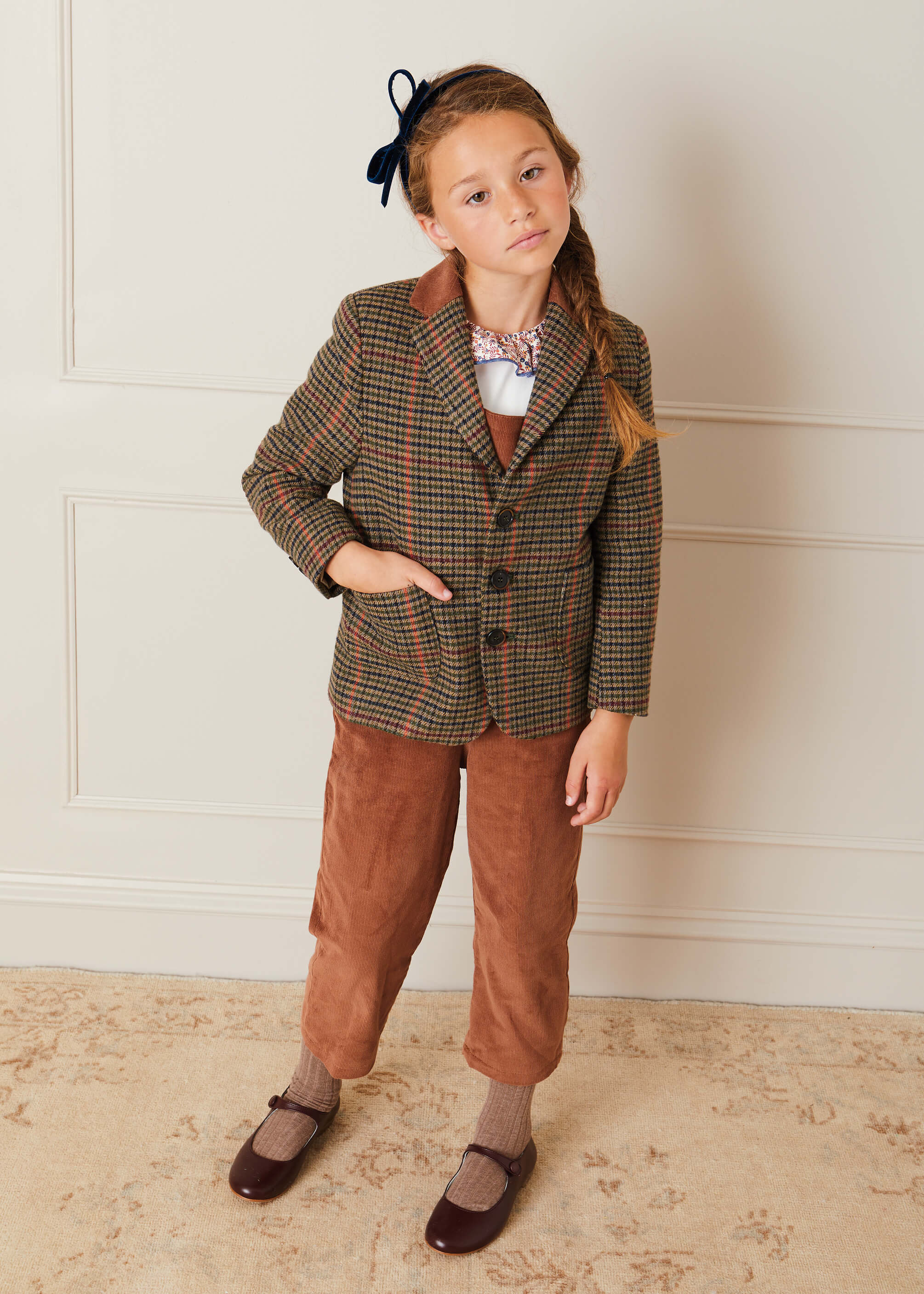 Check Tweed Three Button Blazer Jacket In Brown (4-10yrs) COATS  from Pepa London