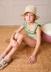 Annie Apple Print Beach Hat in Green (S-L) Accessories from Pepa London