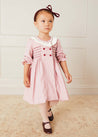 Double Breasted Handsmocked Collar Dress In Rose Pink (12mths-10yrs) DRESSES  from Pepa London