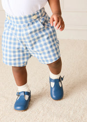 Victoria Gingham Button Detail Bloomers in Blue (3mths-3yrs) Bloomers from Pepa London